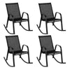 4 Pack Patio Rocking Chair Ergonomic Outdoor Rocker with Breathable Fabric Seat, Heavy-Duty Metal Frame for Front Porch Backyard Garden