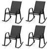 4 Pack Patio Rocking Chair Ergonomic Outdoor Rocker with Breathable Fabric Seat, Heavy-Duty Metal Frame for Front Porch Backyard Garden