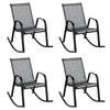 4 Pack Patio Rocking Chair Ergonomic Outdoor Rocker with Breathable Fabric Seat, Heavy-Duty Metal Frame for Front Porch Backyard Garden