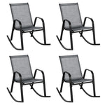 4 Pack Patio Rocking Chair Ergonomic Outdoor Rocker with Breathable Fabric Seat, Heavy-Duty Metal Frame for Front Porch Backyard Garden