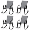 4 Pack Patio Rocking Chair Ergonomic Outdoor Rocker with Breathable Fabric Seat, Heavy-Duty Metal Frame for Front Porch Backyard Garden