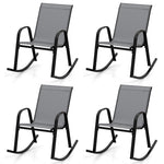 4 Pack Patio Rocking Chair Ergonomic Outdoor Rocker with Breathable Fabric Seat, Heavy-Duty Metal Frame for Front Porch Backyard Garden