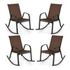 4 Pack Patio Rocking Chair Ergonomic Outdoor Rocker with Breathable Fabric Seat, Heavy-Duty Metal Frame for Front Porch Backyard Garden