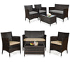 4 Pcs Wicker Outdoor Seating Group Rattan Patio Loveseat Chair Coffee Table Set with 3 Seat Cushions & 2 Sets Covers