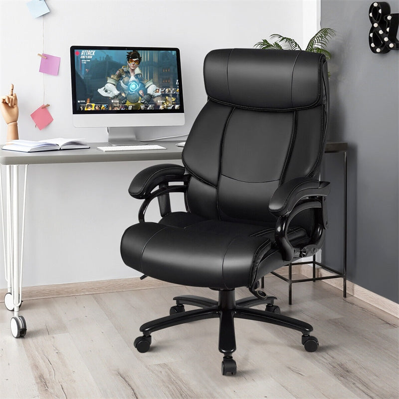 Big & Tall Executive Office Chair 500lbs Wide Seat Ergonomic Desk Chair Adjustable PU Leather Computer Chair with Massage Function & Remote Control