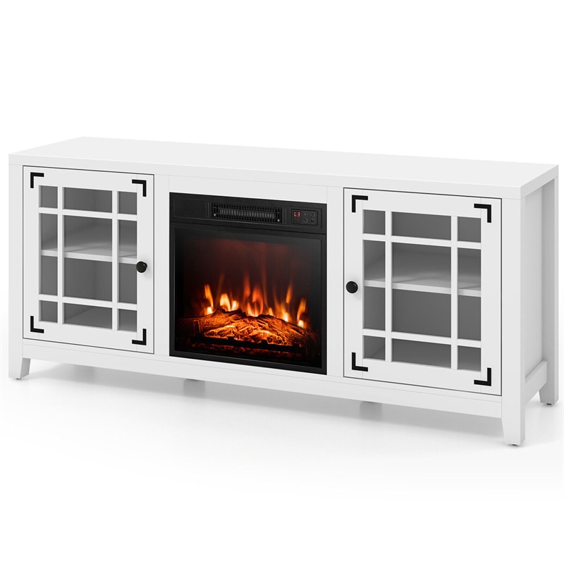 58" Fireplace TV Stand for TVs up to 65 Inches with 1400W Electric Fireplace Insert & Remote Control