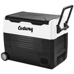 12V Car Refrigerator with Wheels, 58 Quart Dual Zone Portable Fridge Freezer DC/AC RV Freezer Electric Cooler for Home Camping Vehicle Travel