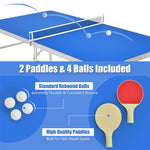 60" Portable Table Tennis Table Folding Ping Pong Table with Net, 2 Paddles & 4 Balls, Multipurpose Freestanding Table for Indoor Outdoor Use