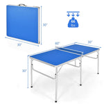 60" Portable Table Tennis Table Folding Ping Pong Table with Net, 2 Paddles & 4 Balls, Multipurpose Freestanding Table for Indoor Outdoor Use