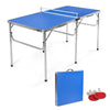 60" Portable Table Tennis Table Folding Ping Pong Table with Net, 2 Paddles & 4 Balls, Multipurpose Freestanding Table for Indoor Outdoor Use