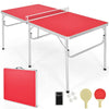 60" Portable Table Tennis Table Folding Ping Pong Table with Net, 2 Paddles & 4 Balls, Multipurpose Freestanding Table for Indoor Outdoor Use