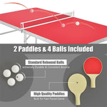 60" Portable Table Tennis Table Folding Ping Pong Table with Net, 2 Paddles & 4 Balls, Multipurpose Freestanding Table for Indoor Outdoor Use