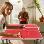 60" Portable Table Tennis Table Folding Ping Pong Table with Net, 2 Paddles & 4 Balls, Multipurpose Freestanding Table for Indoor Outdoor Use