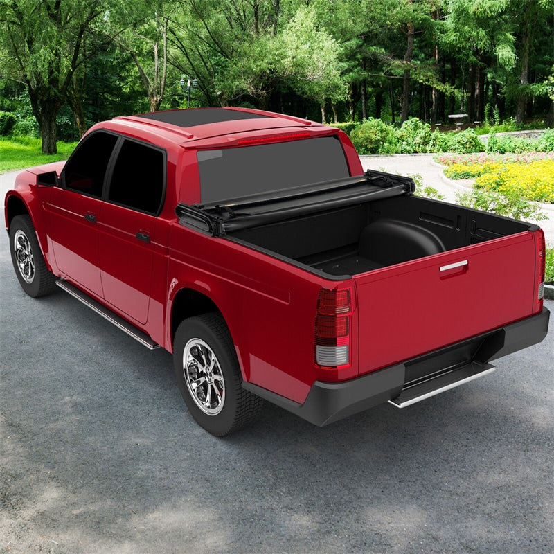 5.8FT Soft Quad Fold Tonneau Cover Weatherproof Truck Bed Cover for 14-23 Chevy GMC Silverado Sierra 1500, 15-23 Chevy GMC Silverado Sierra 2500/3500