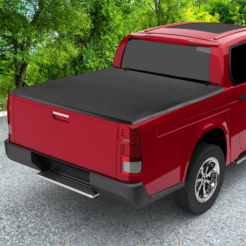 5.8FT Soft Quad Fold Tonneau Cover Weatherproof Truck Bed Cover for 14-23 Chevy GMC Silverado Sierra 1500, 15-23 Chevy GMC Silverado Sierra 2500/3500