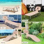 Folding Beach Lounge Chair 5-Position Adjustable Outdoor Tanning Chair with Pillow