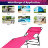 Folding Beach Lounge Chair 5-Position Adjustable Outdoor Tanning Chair with Pillow