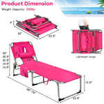 Folding Beach Lounge Chair 5-Position Adjustable Outdoor Tanning Chair with Pillow