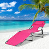 Folding Beach Lounge Chair 5-Position Adjustable Outdoor Tanning Chair with Pillow