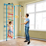 5-in-1 Steel Swedish Ladder Wall Set Toddler Climbing Toy Kids Indoor Jungle Gym with Pull-up Bar & Gymnastic Rings