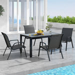 5 Piece Patio Rattan Dining Set Outdoor Dining Table Chairs Set for 4 with Heavy-Duty Metal Frame, Machine Woven Wicker Tabletop & Seat