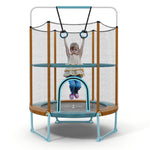 5FT Kids Trampoline Outdoor Indoor ASTM Approved 60" 3-In-1 Toddler Trampoline with Horizontal Bar, Rings & Safety Enclosure