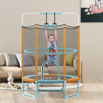 5FT Kids Trampoline Outdoor Indoor ASTM Approved 60" 3-In-1 Toddler Trampoline with Horizontal Bar, Rings & Safety Enclosure