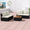 5-Piece Patio Rattan Sectional Sofa Set Outdoor Wicker Conversation Set with Acacia Wood Side Table, Seat & Back Cushions