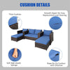 5 Piece Rattan Patio Furniture Set Conversation Set Wicker Loveseat Sofa Chair with Cushions & Ottomans for Yard Garden Poolside