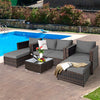 5 Piece Rattan Patio Furniture Set Conversation Set Wicker Loveseat Sofa Chair with Cushions & Ottomans for Yard Garden Poolside