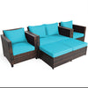 5 Piece Rattan Patio Furniture Set Conversation Set Wicker Loveseat Sofa Chair with Cushions & Ottomans for Yard Garden Poolside