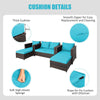 5 Piece Rattan Patio Furniture Set Conversation Set Wicker Loveseat Sofa Chair with Cushions & Ottomans for Yard Garden Poolside