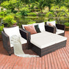 5 Piece Rattan Patio Furniture Set Conversation Set Wicker Loveseat Sofa Chair with Cushions & Ottomans for Yard Garden Poolside