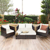 5 Piece Rattan Patio Furniture Set Conversation Set Wicker Loveseat Sofa Chair with Cushions & Ottomans for Yard Garden Poolside