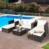 5 Piece Rattan Patio Furniture Set Conversation Set Wicker Loveseat Sofa Chair with Cushions & Ottomans for Yard Garden Poolside