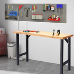 65" Multifunctional Workbench Heavy Duty Garage Workbench with Bamboo Tabletop & Triangle Reinforcement