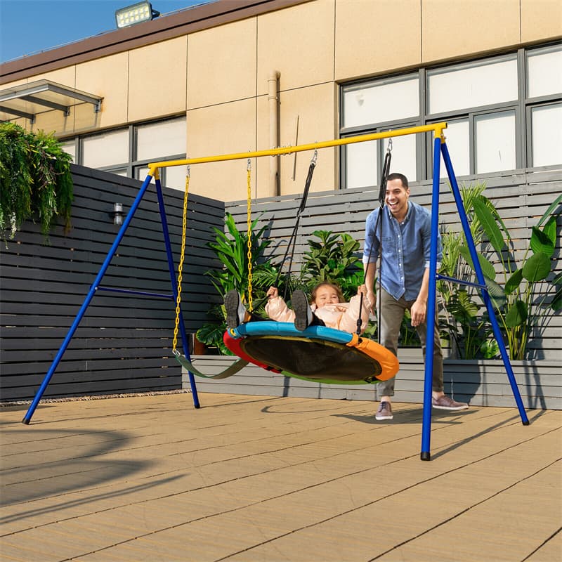 660 LBS Heavy-Duty Metal Swing Frame Extra Large A-Frame Swing Stand with Ground Stakes for Kids Adults Backyard