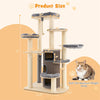 67" Tall Wooden Cat Tree Multi-Level Modern Large Cat Tower with 3-Story Cat Condo 2 Perches & Scratching Posts Spring Ball