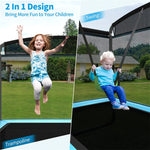 6FT Kids Trampoline with Swing & Safety Enclosure Net, ASTM Approved Toddler Small Trampoline Outdoor Indoor Rectangle Recreational Trampoline