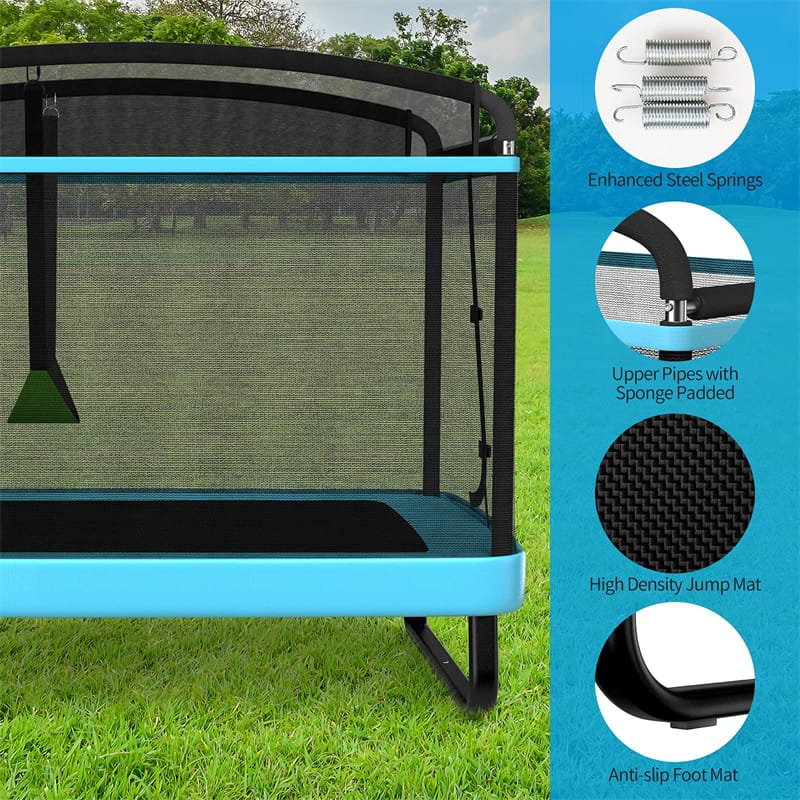 6FT Kids Trampoline with Swing & Safety Enclosure Net, ASTM Approved Toddler Small Trampoline Outdoor Indoor Rectangle Recreational Trampoline