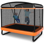 6FT Kids Trampoline with Swing & Safety Enclosure Net, ASTM Approved Toddler Small Trampoline Outdoor Indoor Rectangle Recreational Trampoline