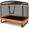 6FT Kids Trampoline with Swing & Safety Enclosure Net, ASTM Approved Toddler Small Trampoline Outdoor Indoor Rectangle Recreational Trampoline