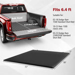 6.4FT Soft Roll-up Tonneau Cover Weatherproof Truck Bed Cover for 02-18 Dodge Ram 1500, 19-23 Ram 1500 Classic Only, 03-23 Dodge Ram 2500/3500