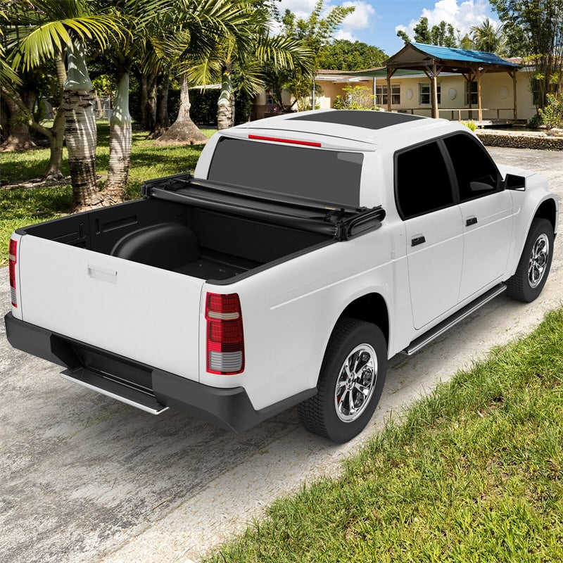 6.5FT Soft Quad-Fold Tonneau Cover Weatherproof Truck Bed Cover for 15-23 Ford F150 Standard Short Bed