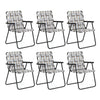 6 Pcs Portable Webbed Lawn Chairs Folding Beach Chairs Outdoor Camping Chair with Armrest