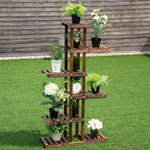 6 Tier Wood Garden Plant Stand Flower Pot Planter Display Rack Multifunctional Hollow Storage Rack Bookshelf