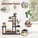 6 Tier Wood Plant Stand Flower Pot Holder Bonsai Display Stand Multiple Tier Organizer Storage Shelf for Home Patio Balcony Garden