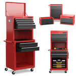 6-Drawer Rolling Tool Chest 3-in-1 Tool Storage Cabinet Toolbox Organizer with Auto Locking System & Lockable Wheels