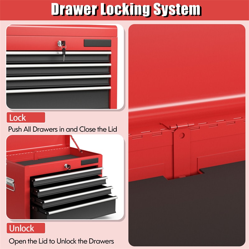 6-Drawer Rolling Tool Chest 3-in-1 Tool Storage Cabinet Toolbox Organizer with Auto Locking System & Lockable Wheels