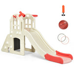 6-In-1 Large Slide for Kids Freestanding Toddler Climber Slide Playset with Basketball Hoop & Ring Toss